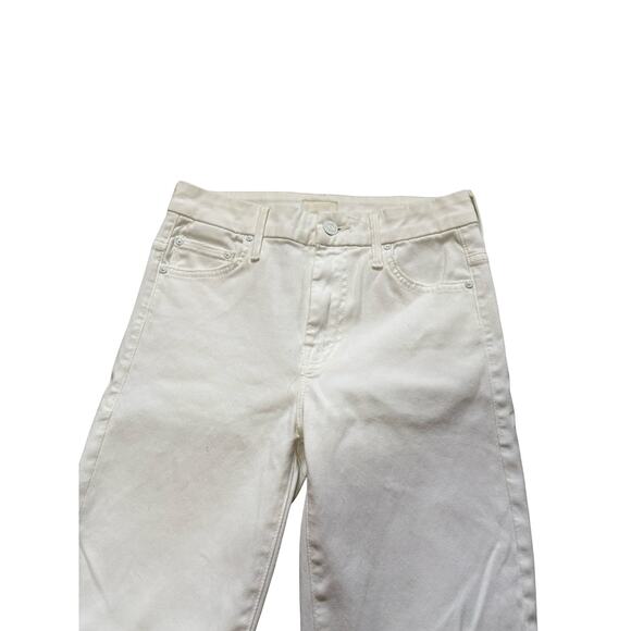 Mother High Waisted Looker Ankle Fray Jeans Glass Slipper White Lace Trim Sz 25 - Picture 7 of 10